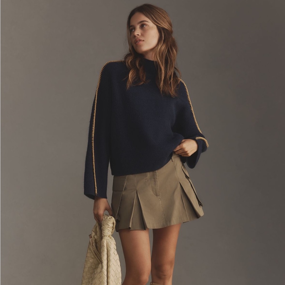 Navy Sweater with Gold Trim